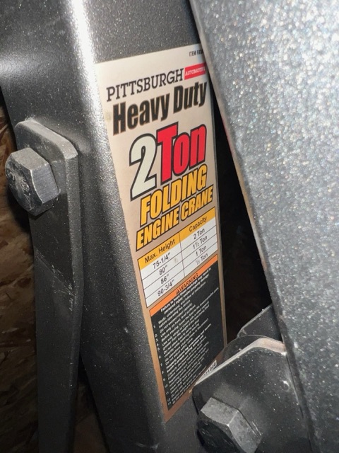 Pittsburgh Automotive 2-Ton Folding Engine Crane (Harbor Freight 60388)